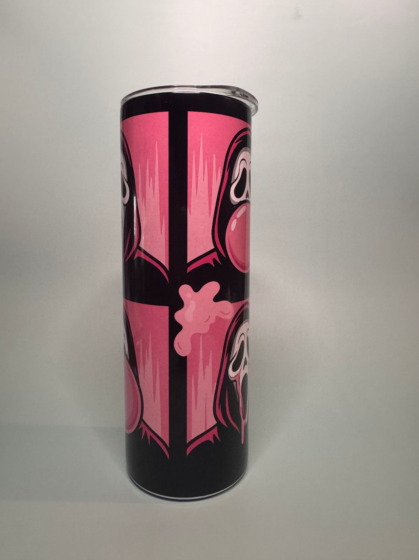 Pink Bubblegum "Ghost Face" 20oz stainless steel tumbler