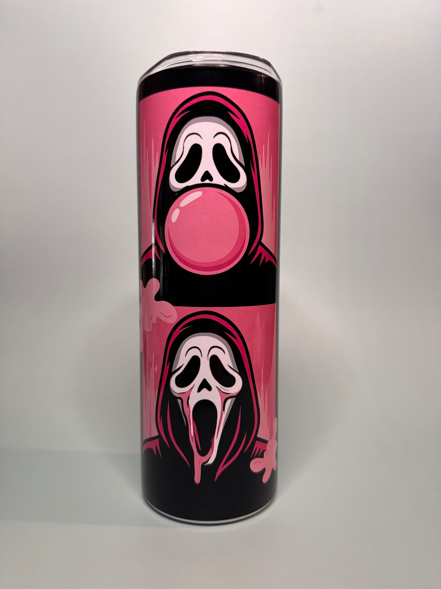 Pink Bubblegum "Ghost Face" 20oz stainless steel tumbler