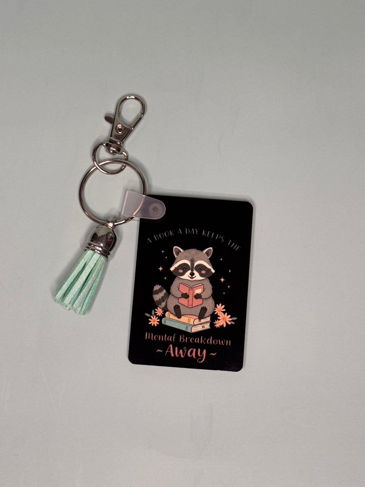 "A Book a Day" Rectangle Keychain with Tassel