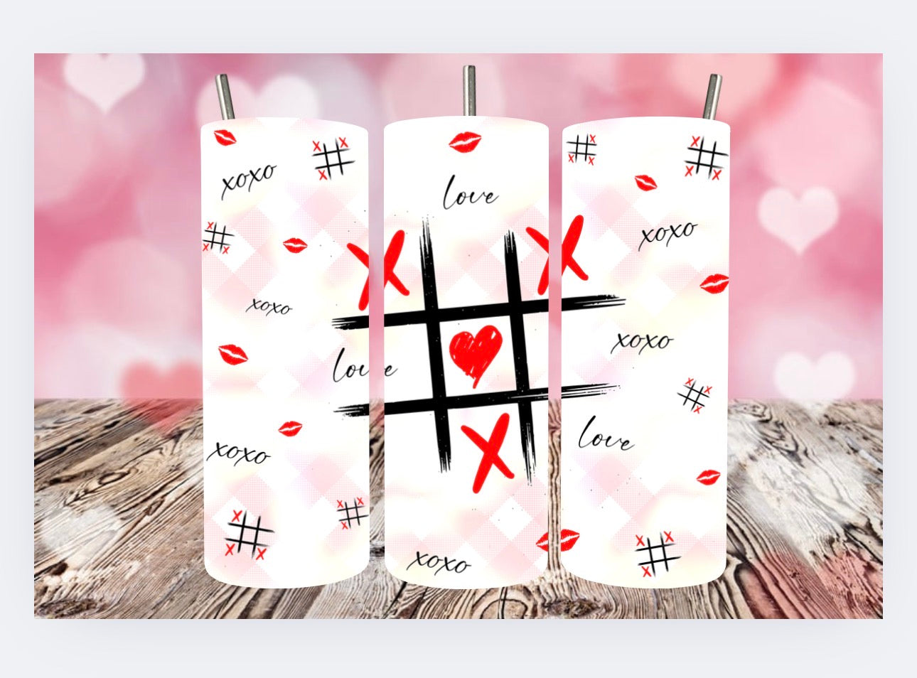 Valentine's Day 20oz Tumbler tic-tac-toe Design