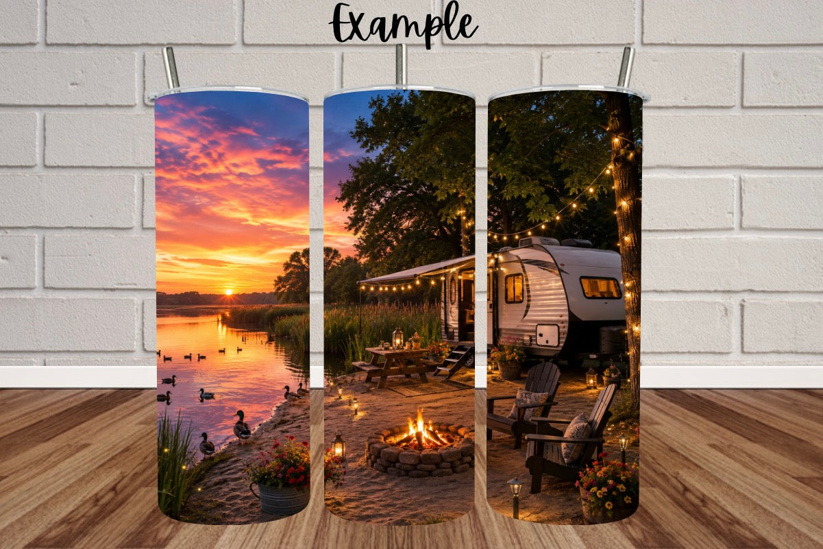 20 oz Stainless Steel Camper Sunset Tumbler