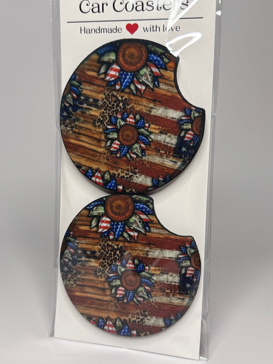 American Flower Car Coaster Set