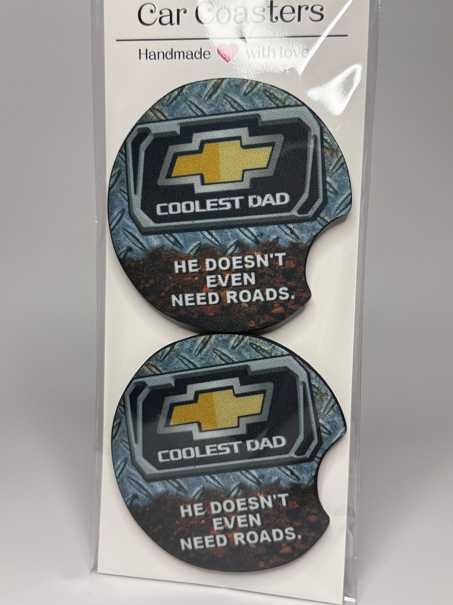 "Coolest Dad" Car Coaster Set
