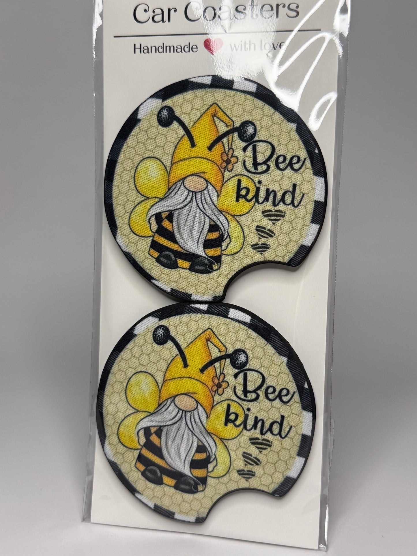 Bee Hive Gnome Car Coaster Set