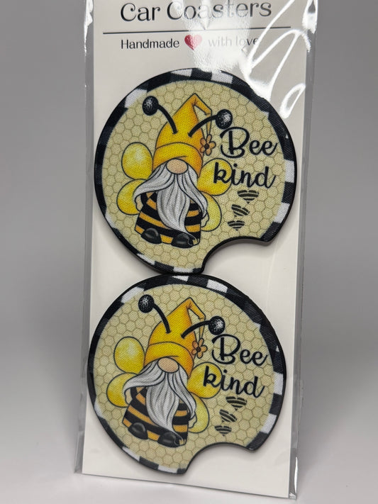Bee Hive Gnome Car Coaster Set