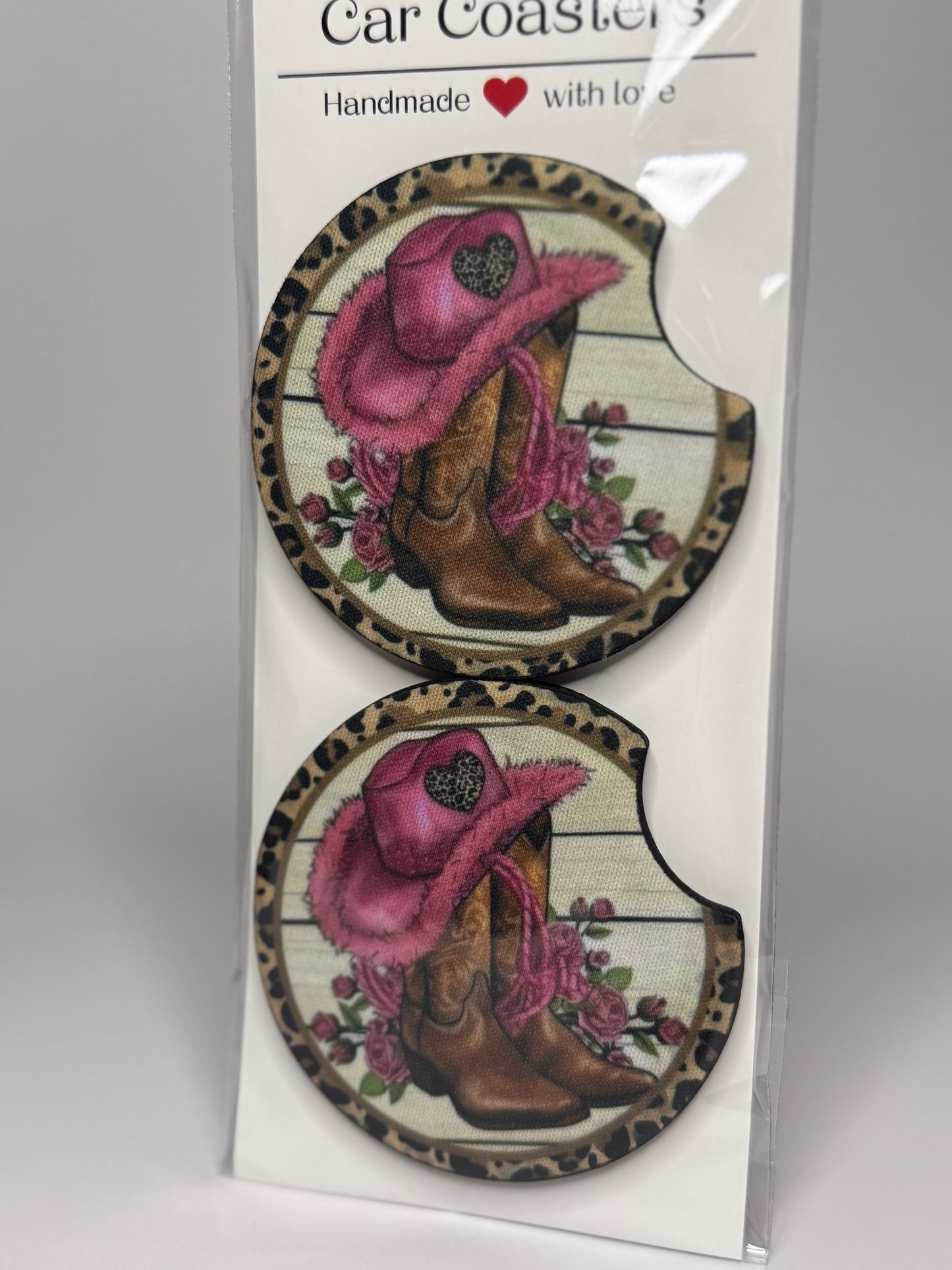 Cow Girl Boots Car Coaster Set