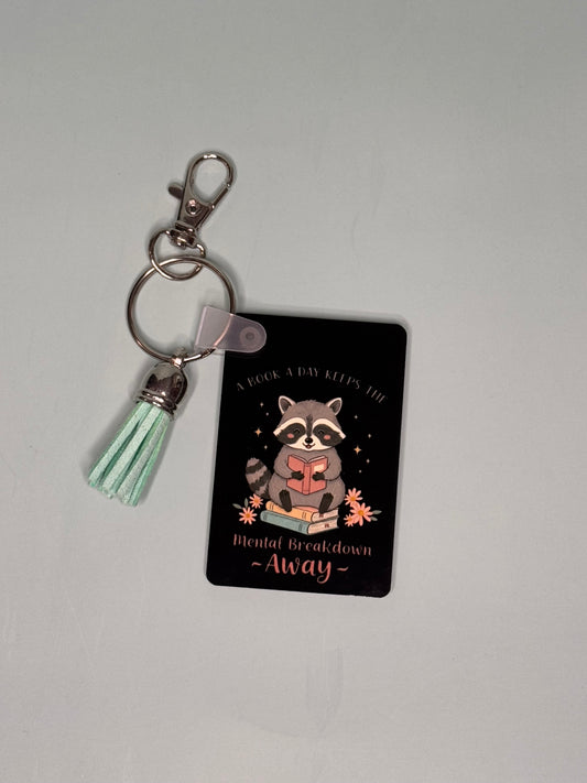 "A Book a Day" Rectangle Keychain with Tassel
