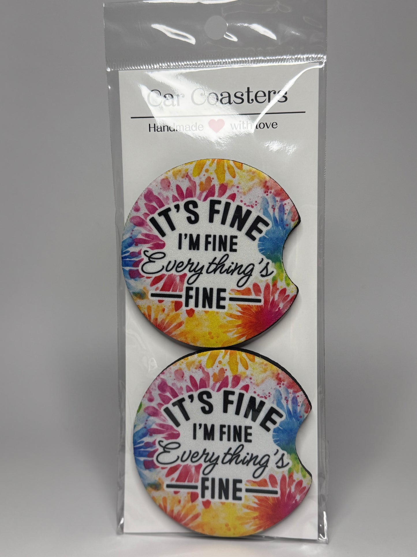 "It's Fine, I'm Fine" Car Coaster Set