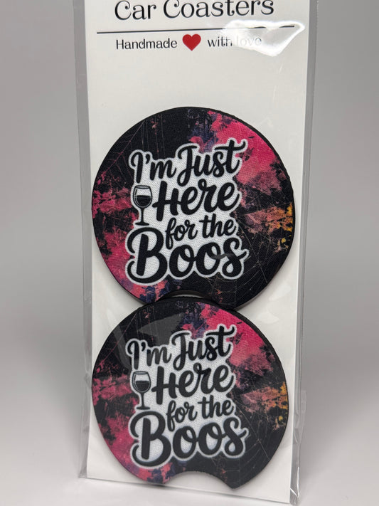 "I'm Just Here For The Boos" Car Coaster Set