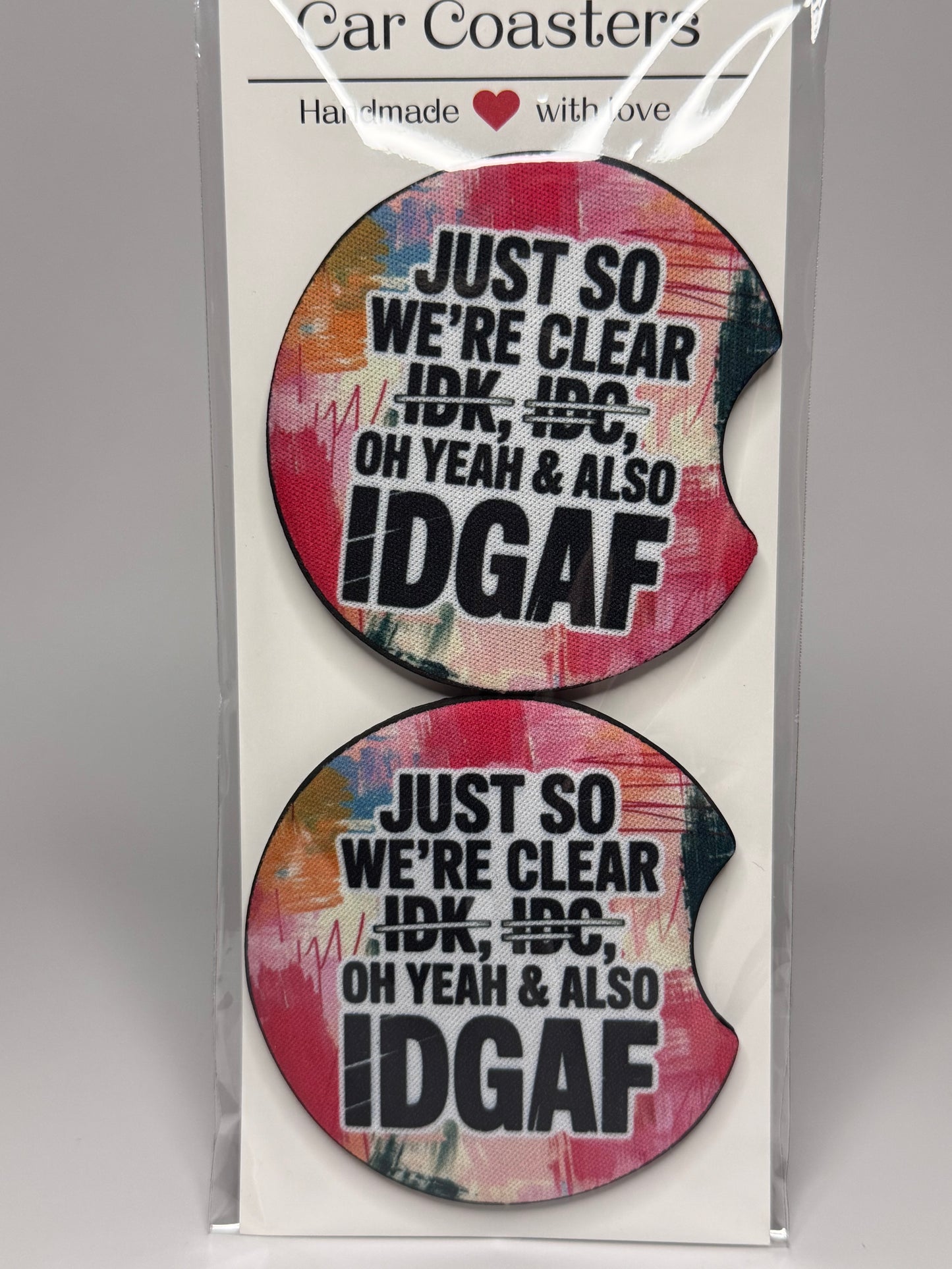 "Just So We're Clear" Car Coaster Set