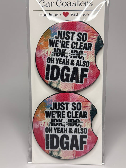 "Just So We're Clear" Car Coaster Set