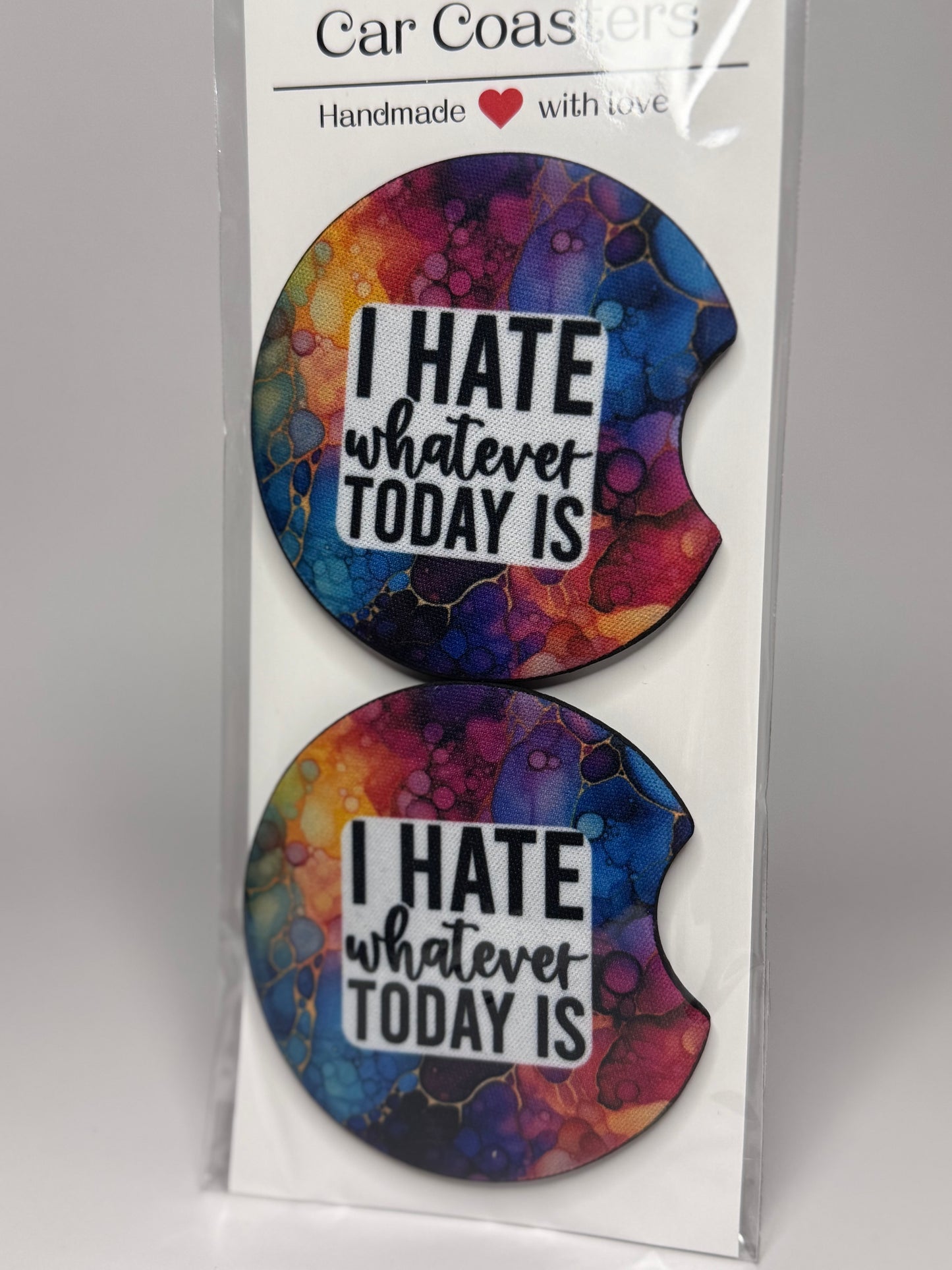 "I Hate Whatever Today Is" Car Coaster Set