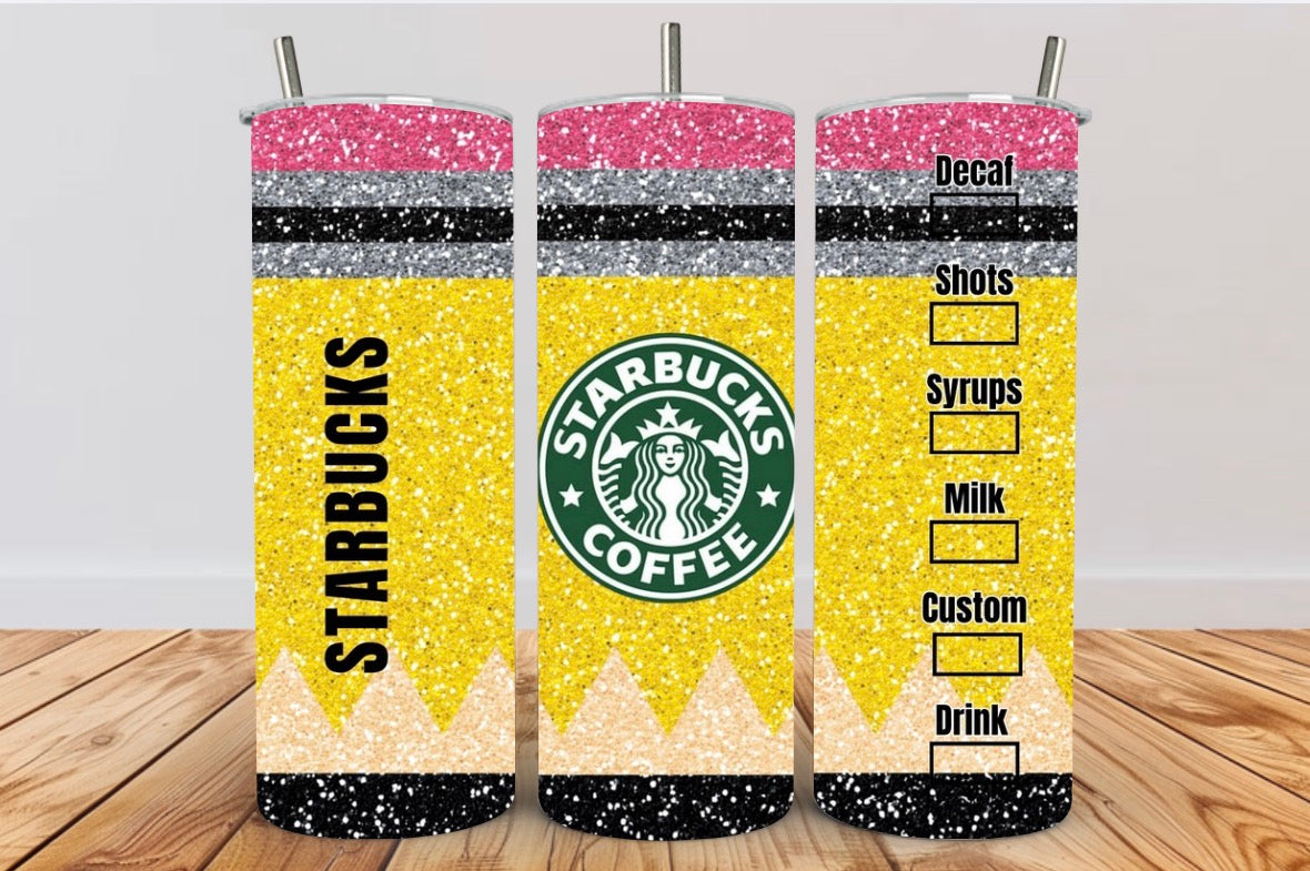 Teacher "Glitter Pencil" 20oz Tumbler